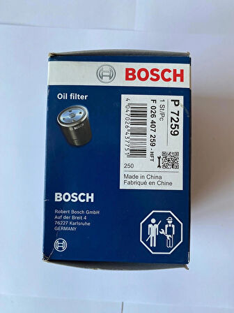 Bosch F026407259 Yağ Filtresi OPEL CORSA E 1.3 CDTI DOBLO EGEA 1.3 JTD Multijet JTDM EURO5 68357879AA 1631226580 55261437 55502095 6000626025 95525299