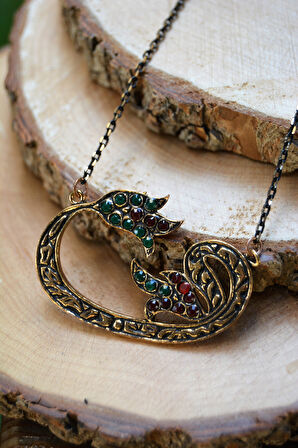 STONEAGE JEWELLERY  Vav Kadın Kolye Yakut Zümrüt Emerald Ruby