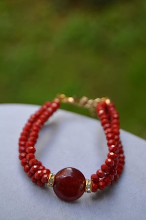 STONEAGE Kırmızı Aşk Yeşim Jade Ceyt Doğal Taş Kristal Kadın Bileklik