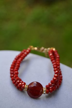 STONEAGE Kırmızı Aşk Yeşim Jade Ceyt Doğal Taş Kristal Kadın Bileklik