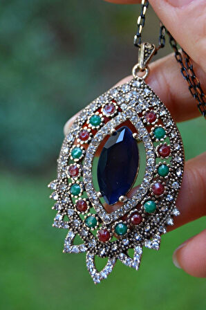 STONEAGE JEWELLERY Safir Taşlı Otantik Kolye