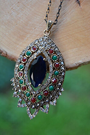 STONEAGE JEWELLERY Safir Taşlı Otantik Kolye