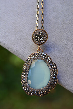 STONEAGE JEWELLERY Kedi Gözü Bebek Mavisi Kadın Kolye