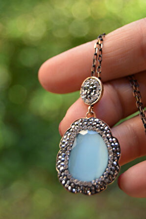 STONEAGE JEWELLERY Kedi Gözü Bebek Mavisi Kadın Kolye