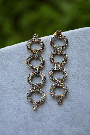 STONEAGE Zarif Kadın Küpe Zirkon Taşlı Kaliteli Bronz ve Mücevher İşlçiliği Yerli Üretim