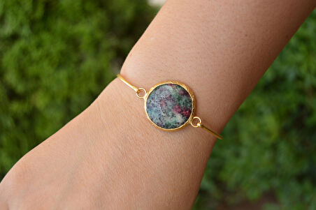 STONEAGE Yeşim Altın Kaplama Kadın Taşlı Bileklik