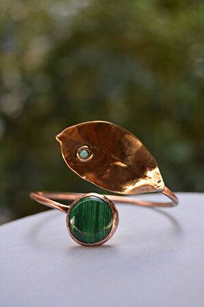 STONEAGE Malahit Taşlı Yaprak Tasarım Kadın Bileklik