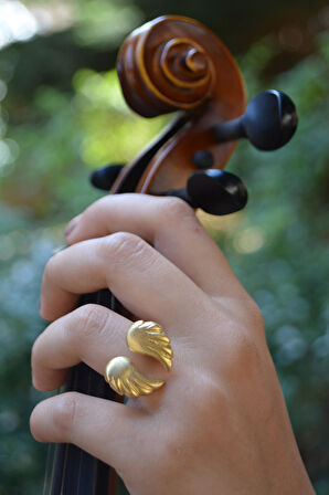 STONEAGE Altın Kaplama Kadın Melek Kanadı Bedensiz Ayarlanabilir Yüzük Yerli Üretim Türk Malı