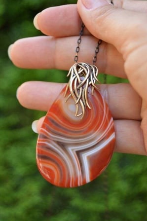 STONEAGE JEWELLERY Dantelli Akik Doğal Taş Kolye