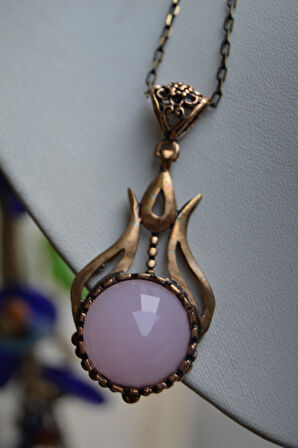 STONEAGE Pembe Kuvars Bronz Kadın Kolye