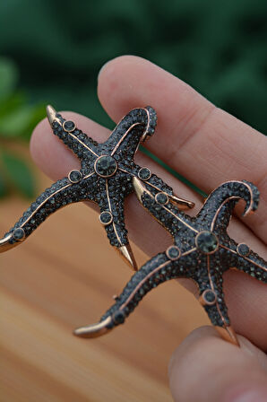 STONEAGE Deniz Yıldızı Zirkon Taşlı Kadın Küpe Madeni Bronz