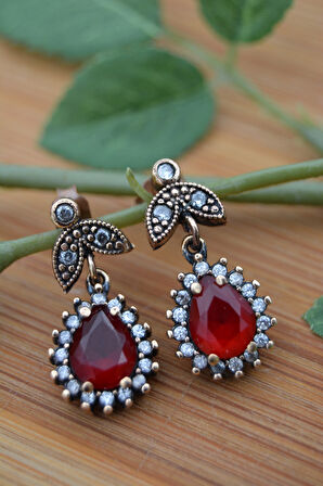 STONEAGE Yakut ve Zirkon Taşlı Zarif Küpe