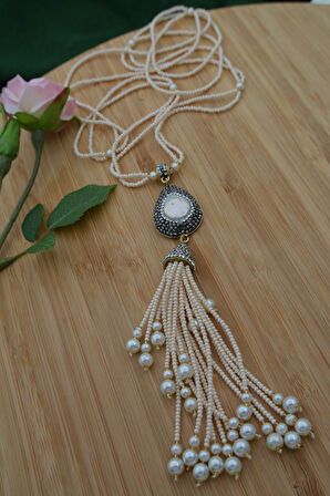 STONEAGE Sakız İncili Özel Tasarım Şık Kolye