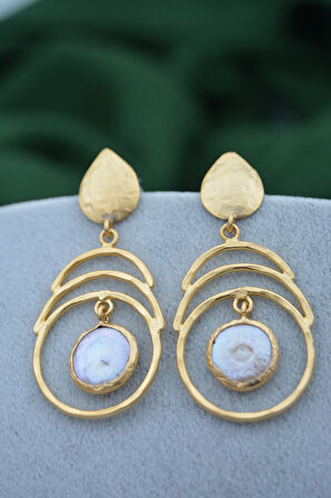 STONEAGE Gerçek İnci Küpe Altın Kaplama El Yapımı Özel Tasarım