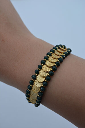 STONEAGE Bileklik Çek Kristali ve Yirmiiki Ayar Altın Kaplama