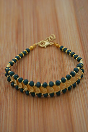 STONEAGE Bileklik Çek Kristali ve Yirmiiki Ayar Altın Kaplama