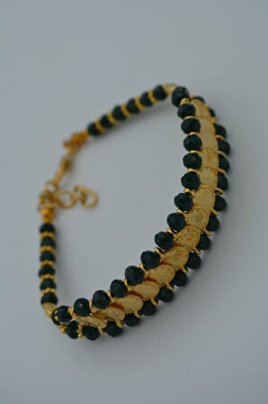 STONEAGE Bileklik Çek Kristali ve Yirmiiki Ayar Altın Kaplama