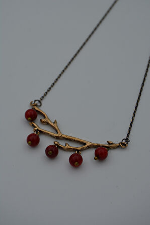 STONEAGE Kolye Mercan Taşlı Ağaç Dalı