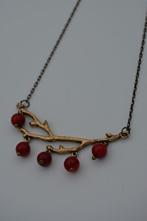 STONEAGE Kolye Mercan Taşlı Ağaç Dalı