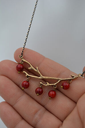 STONEAGE Kolye Mercan Taşlı Ağaç Dalı