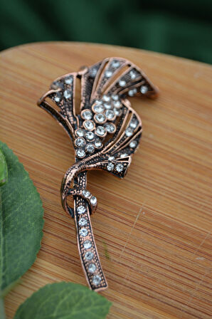 STONEAGE Broş Zirkon Taşlı Bronz