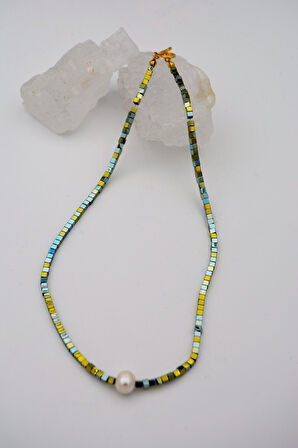 STONEAGE Hematit ve İnci Taşlı Şifa Kolyesi