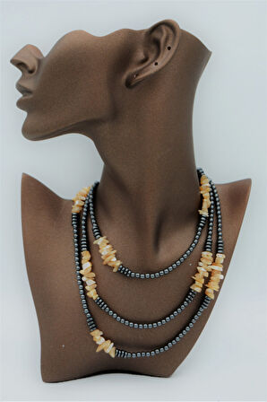 STONEAGE Gerçek Sedef ve Hematit Taşlı Gemici Kilit Şifa Kolyesi