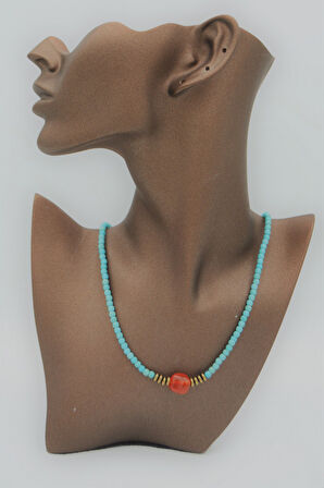 STONEAGE Akik Hematit ve Turkuaz Taşlı Şifa Kolyesi