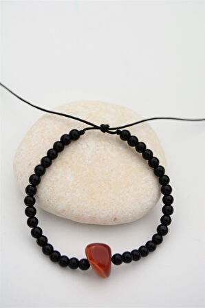 STONEAGE Oniks ve Akik Taşından Metalsiz Bileklik Antialerjik