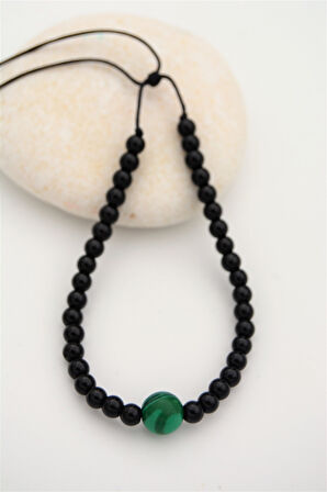 STONEAGE Oniks ve Malahit Taşından Metalsiz Bileklik Antialerjik