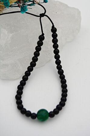 STONEAGE Oniks ve Malahit Taşından Metalsiz Bileklik Antialerjik