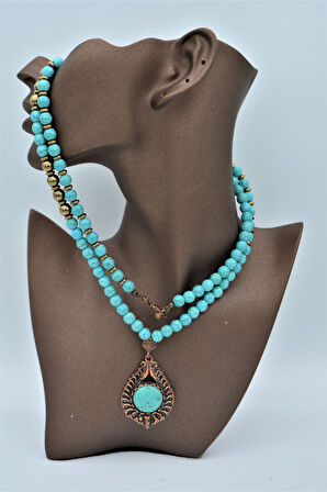 STONEAGE Turkuaz Taşlı Nazar Şifa Kolyesi