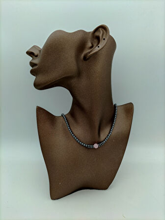 STONEAGE Pembe Kuvars ve Hematit Taşlı Şifa Kolyesi