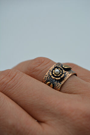 STONEAGE ÖZEL TASARIM İNCİLİ YÜZÜK