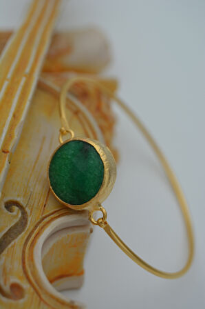 STONEAGE YEŞİM TAŞLI ALTIN KAPLAMA BİLEKLİK