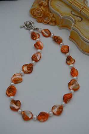 STONEAGE GEÇEK İNCİ VE SEDEF KOLYE