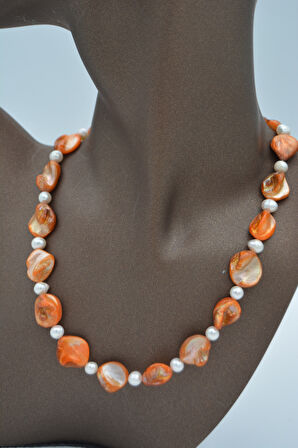 STONEAGE GEÇEK İNCİ VE SEDEF KOLYE