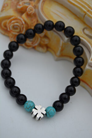 STONEAGE JEWELLERY Oniks ve Turkuaz Doğal Taşlı Bileklik