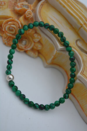 STONEAGE JEWELLERY Malahit Doğal Taşlı Unisex İnce Bileklik