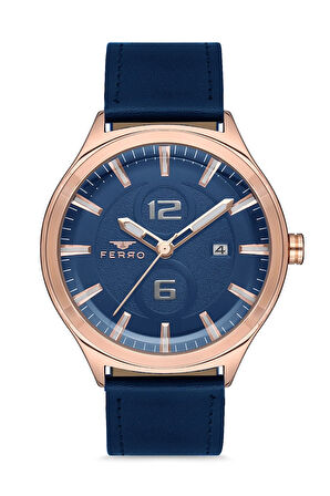 Lacivert Deri Kordon Erkek Kol Saati F11090b-t