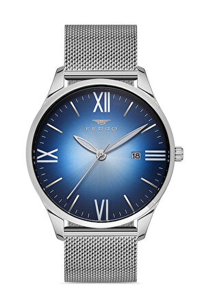 Ferro F11212C-A3 Quartz Hasır Gri Mavi Kadran 44 mm Erkek Kol Saati