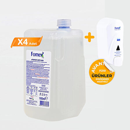F113 Antibakteriyel Köpük Sabun 1000 ml 4 Adet + 1 Adet Dispenser