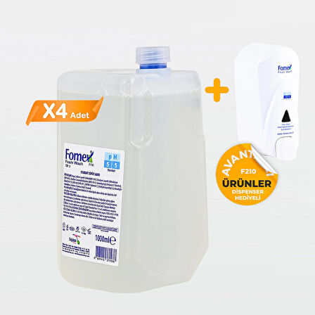 F116 Köpük Sabun 1000 ml Standart 4 Adet + 1 Adet Dispenser