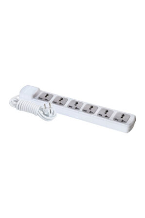 F305A 6'lı Universal Grup Priz 2 Metre Kompakt ve Çoklu Priz Seçeneği