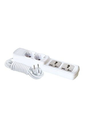 F196A – 2+2 Universal Grup Priz 2 Metre | Kompakt ve Çoklu Priz Çözümü