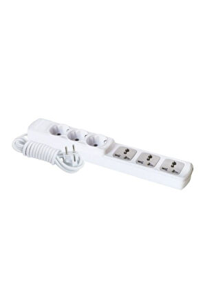 F301A – 3+3 Universal Grup Priz 2 Metre | Kompakt Çoklu Priz Çözümü