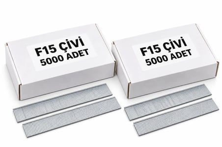 2'li Paket - F Tipi Tabanca Çivisi F15 / 5.000 Adet - F/J/8/E/TIPIN/TYPE47 Serisi Kesik Başlı Çivi