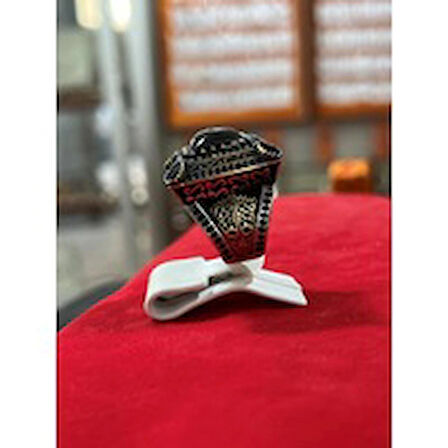 Kare Model Hematit Taşlı Yöresel Otantik Gümüş Erkek Yüzük