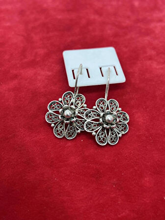 Taşsız Tel Kari Küpe Yüzük Kolye Üçlü Yöresel Gümüş Set & Takım