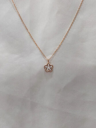 Minyatür Aşk Yıldızı Modeli Tek Taş Beyaz Taşlı Gümüş Kadın Kolye